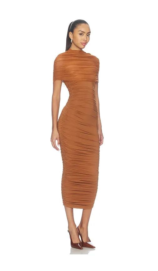 Roberta Midi Dress in Tan. - size L (also in M, S, XL, XS) - SEROYA - Modalova