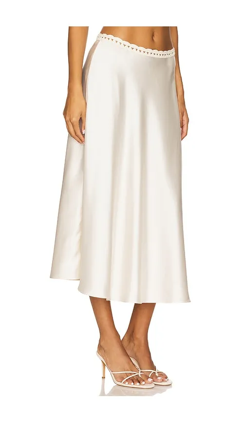 Tamsin Midi Skirt in Cream. - size L (also in M, S, XS) - SEROYA - Modalova
