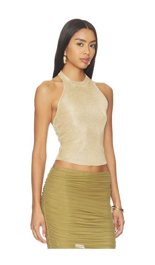 Minnie Metallic Knit Halter Top in Metallic . - size L (also in M, S) - SEROYA - Modalova