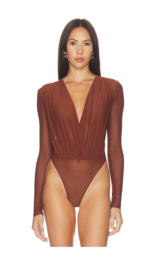 Agnes Mesh Bodysuit in Brown. - size L (also in M, S, XS, XXS) - SEROYA - Modalova