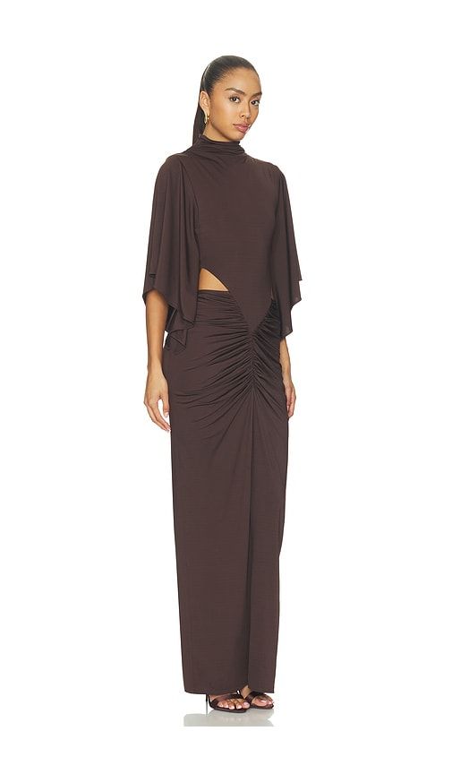 Miro Cut Out Draped Maxi Dress in Brown. - size L (also in M, S, XL) - Shona Joy - Modalova