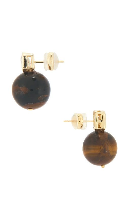 Emerald Baguette Tiger Eye Earring in Brown - SHASHI - Modalova