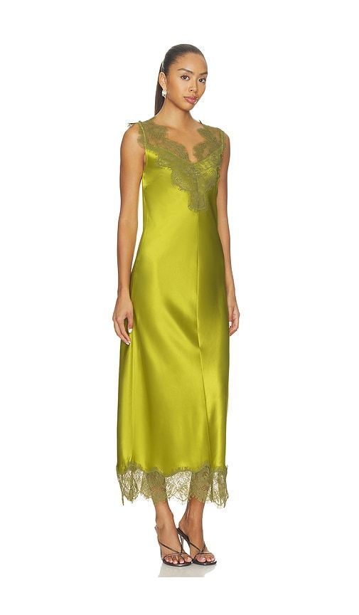 Bea Satin Lace Midi Dress in Green. - size M (also in S) - SIMONMILLER - Modalova