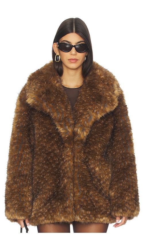 Knox Faux Fur Coat in Brown. - size L (also in S) - SIMONMILLER - Modalova