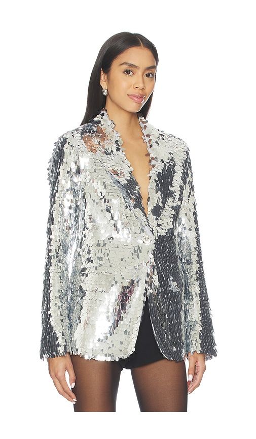Leon Sequin Blazer in Metallic Silver, grey. - size XS (also in XXS) - SIMONMILLER - Modalova