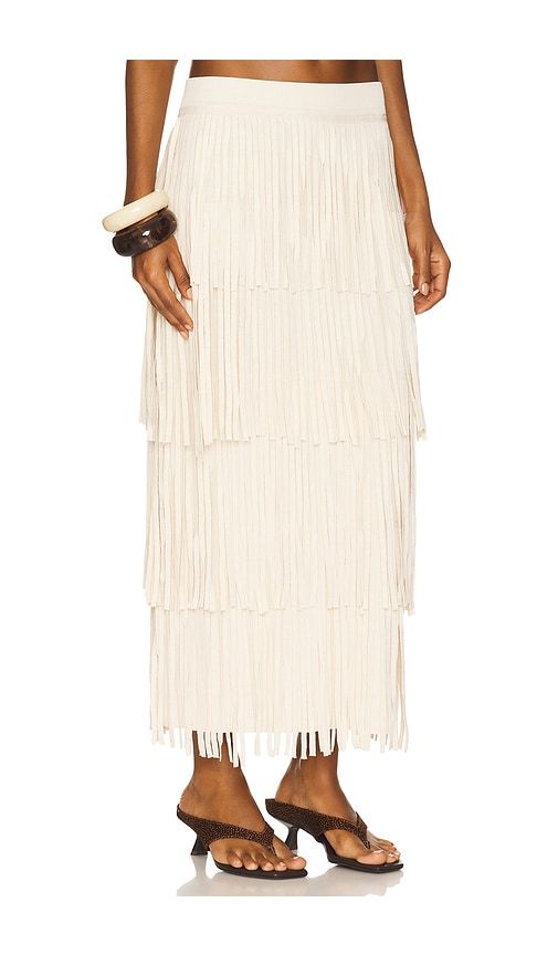 Za Za Knit Fringe Skirt in Cream. - size L (also in M, S) - SIMONMILLER - Modalova