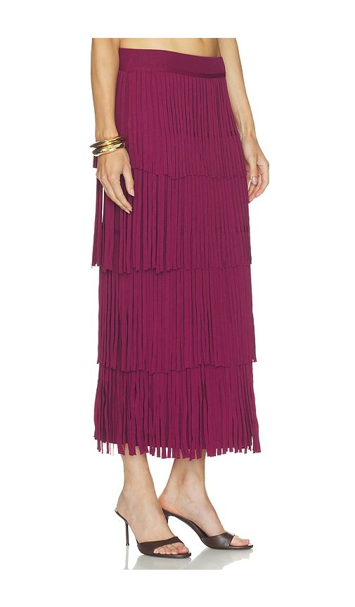 Za Za Knit Fringe Skirt in Wine. - size L (also in M, S, XS) - SIMONMILLER - Modalova