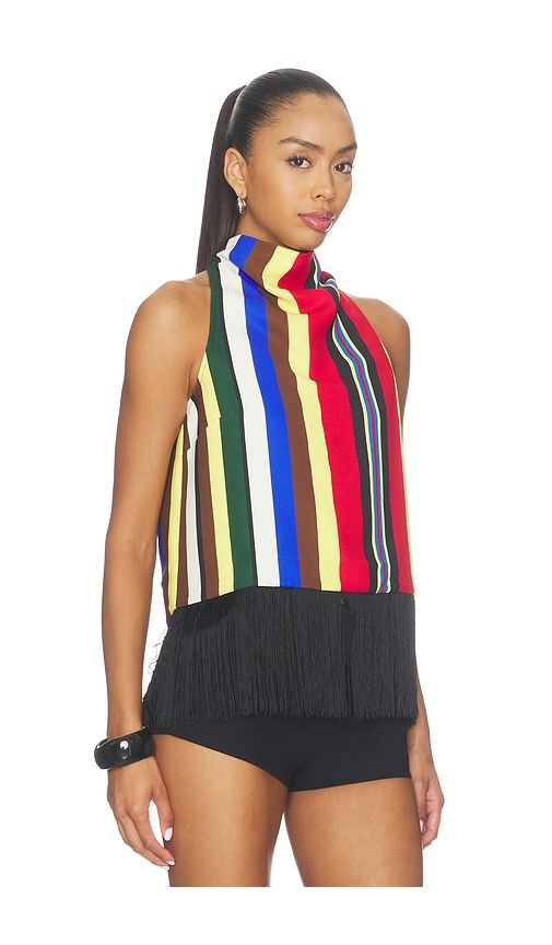 Tia Crepe Fringe Top in Multi. - size M (also in S) - SIMONMILLER - Modalova