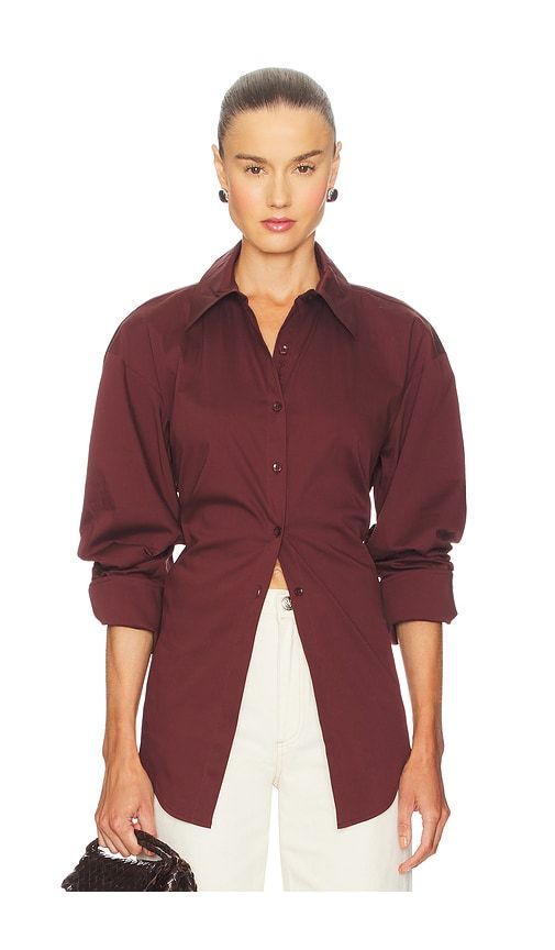 Loch Poplin Button Up Shirt in Brown. - size S (also in XS) - SIMONMILLER - Modalova