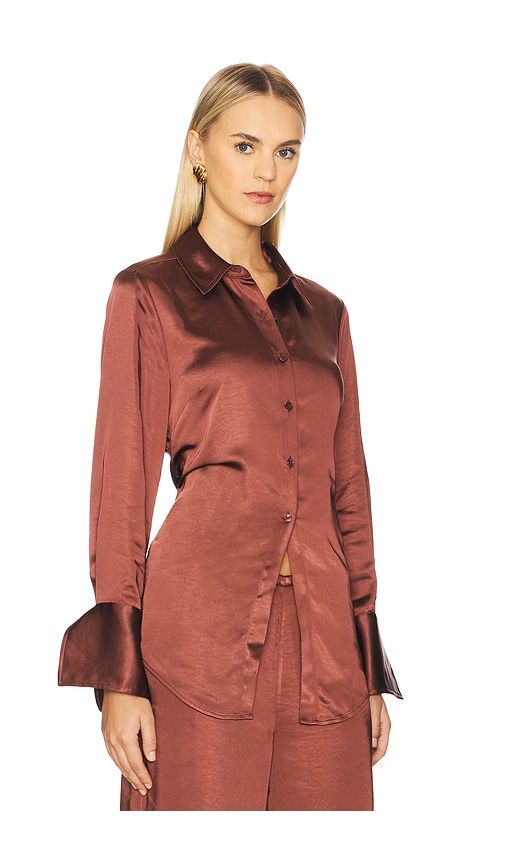 Loch Satin Button Up in Brown. - size S (also in XS) - SIMONMILLER - Modalova