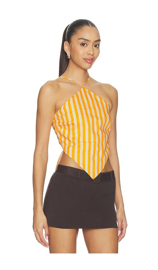 Kit Poplin Tie Top in Mustard,White. - size L (also in M, S, XS) - SIMONMILLER - Modalova