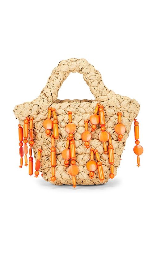 Beaded Mercado Mini Tote Bag in Beige - SIMONMILLER - Modalova
