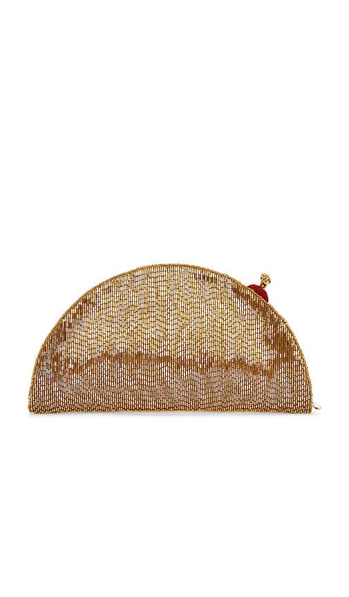 Beaded Lune Clutch in Metallic Gold - SIMONMILLER - Modalova