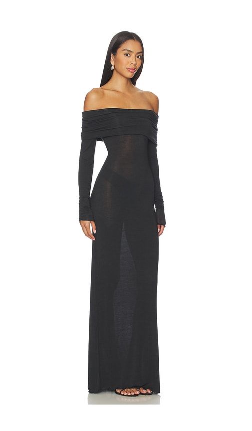 Sheer Modal Off Shoulder Long Dress in Black. - size L (also in XL) - SKIMS - Modalova