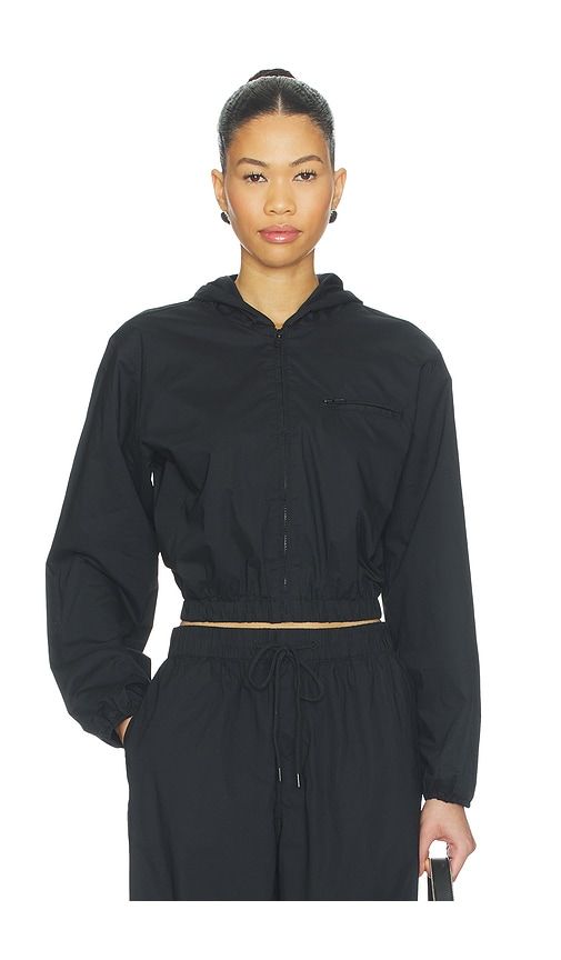 Swiss Cotton Sateen Cropped Zip Up Jacket in Black. - size M (also in XL, XS) - SKIMS - Modalova