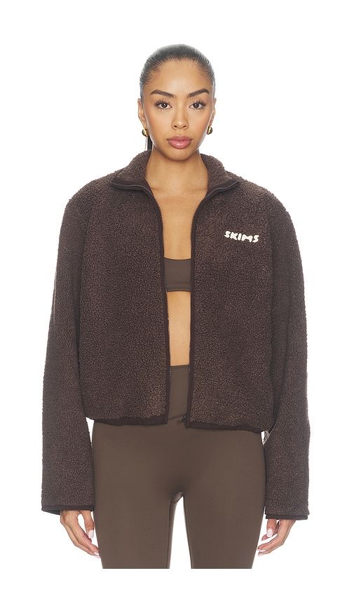 Teddy Boxy Zip Up Jacket in Brown. - size L (also in M, S, XS, XXS) - SKIMS - Modalova