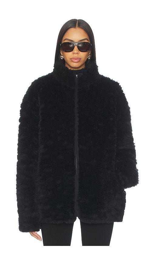 Faux Fur Zip Up Mock Neck Jacket in Black. - size L (also in M) - SKIMS - Modalova