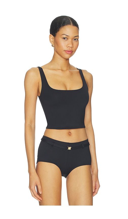 Iconic Swim Tank Bikini Top in Black. - size M (also in S, XS) - SKIMS - Modalova