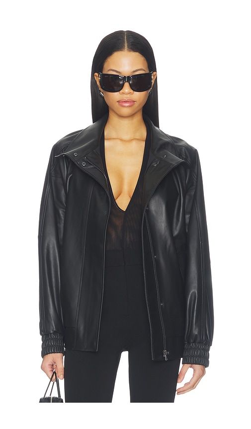 Oversized Leather Bomber in . - size L (also in M, S, XS) - Soia & Kyo - Modalova