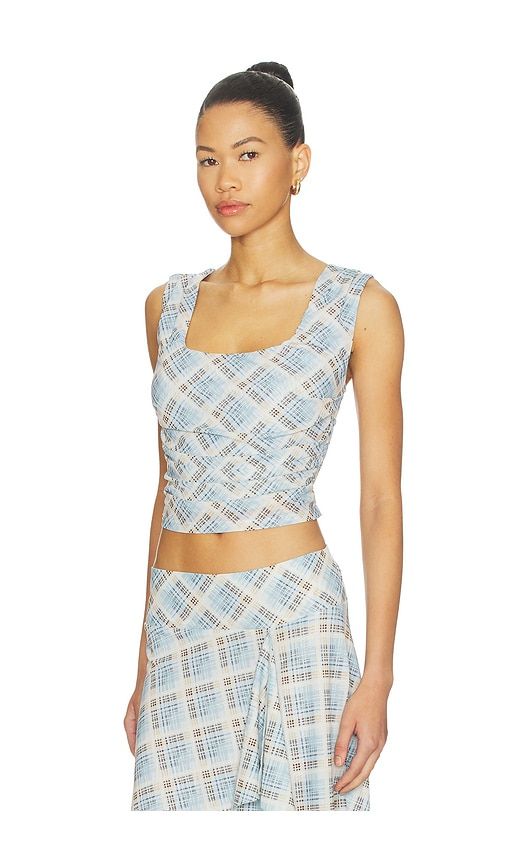 Novalyn Plaid Top in Baby Blue. - size L (also in M, S, XS) - SOVERE - Modalova