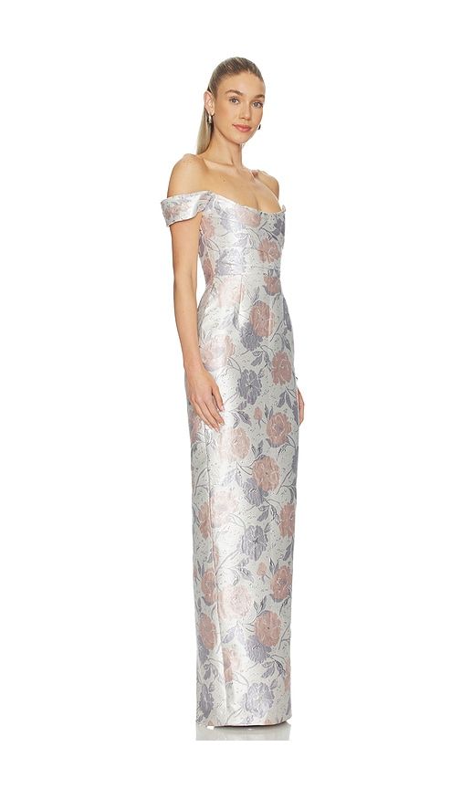 Jackson Brocade Gown in Peach. - size 0 (also in 00, 10, 12, 2, 4, 6, 8) - SAU LEE - Modalova