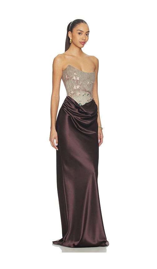 Frances Gown in Chocolate,Taupe. - size 0 (also in 4) - SAU LEE - Modalova