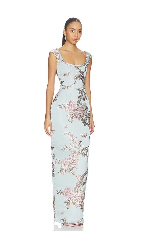 Brooke Brocade Gown in Slate. - size 0 (also in 00, 2, 4, 6, 8) - SAU LEE - Modalova