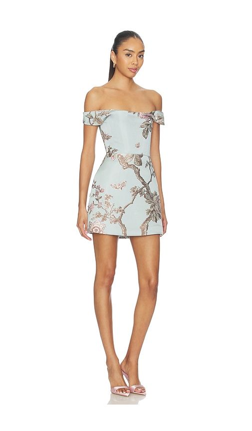Bruna Brocade Mini Dress in Slate. - size 4 (also in 6, 8) - SAU LEE - Modalova
