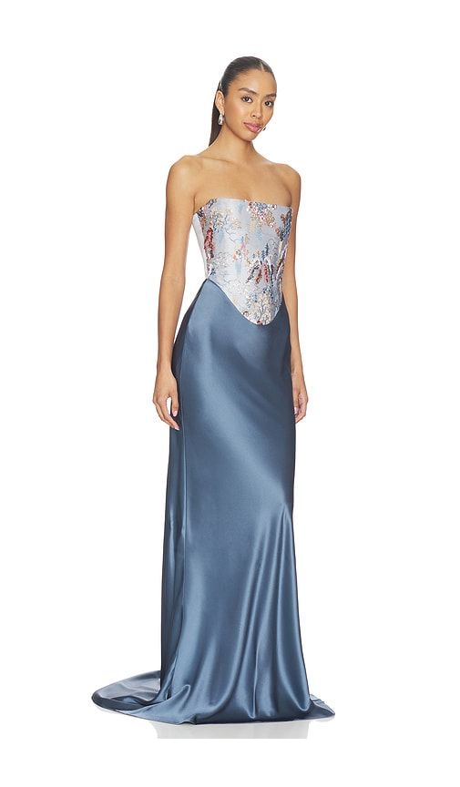 Blue Gown in Misha Ash in Slate. - size 0 (also in 4, 6) - SAU LEE - Modalova