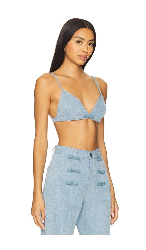Cleo Denim Bralette in Blue. - size 10 (also in 12) - SAU LEE - Modalova