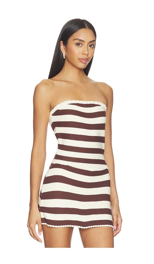The Celeste Tube Top in Brown,Cream. - size L (also in M, S, XL, XS) - Solid & Striped - Modalova