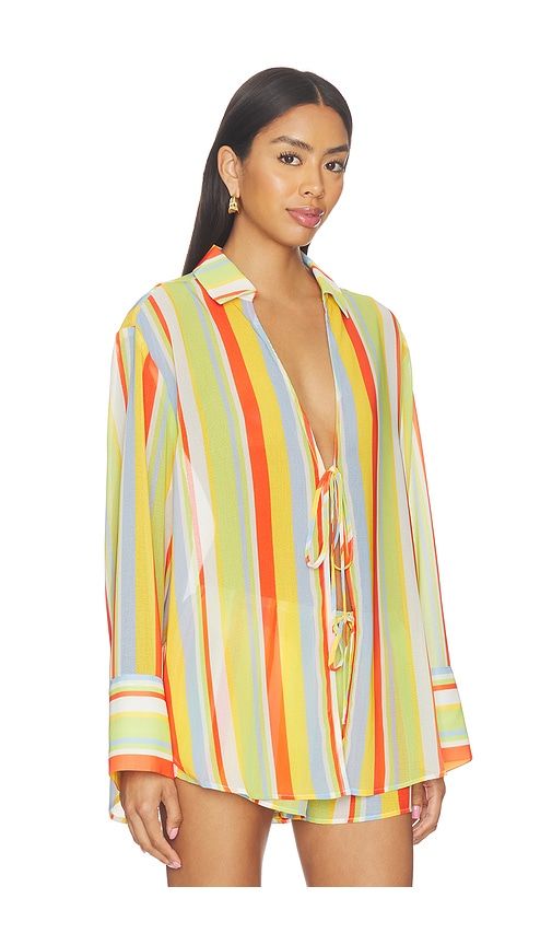 The Jaclyn Tunic in Orange,Green. - size L (also in M) - Solid & Striped - Modalova