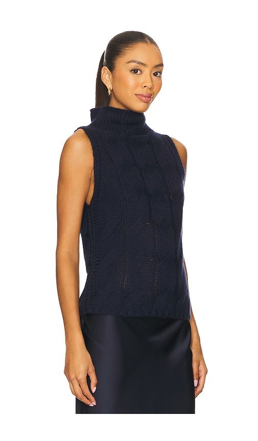 Salvia Sleeveless Cable Turtleneck Sweater in Navy. - size L (also in M) - SABLYN - Modalova