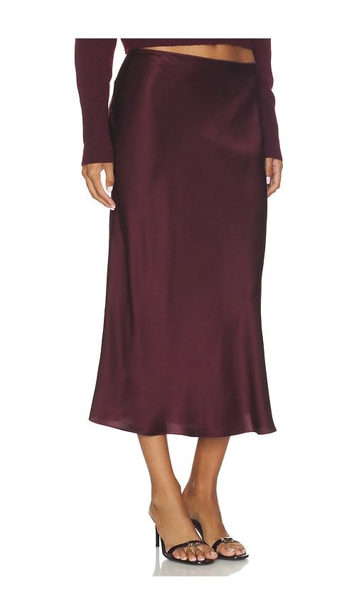 Miranda Scallop Trim Bias Cut Pull On Skirt in Burgundy. - size L (also in M, S, XS) - SABLYN - Modalova
