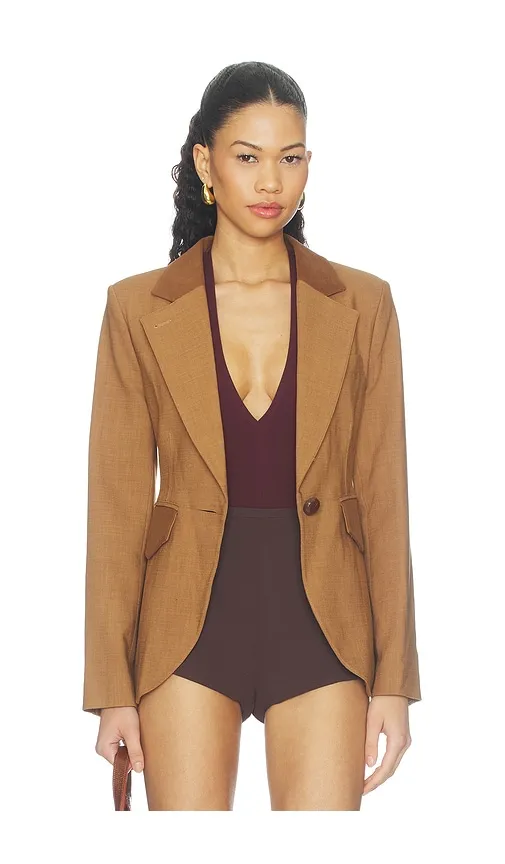 Blocked Seamed Blazer in Brown. - size 0 (also in 10, 4, 6) - Smythe - Modalova