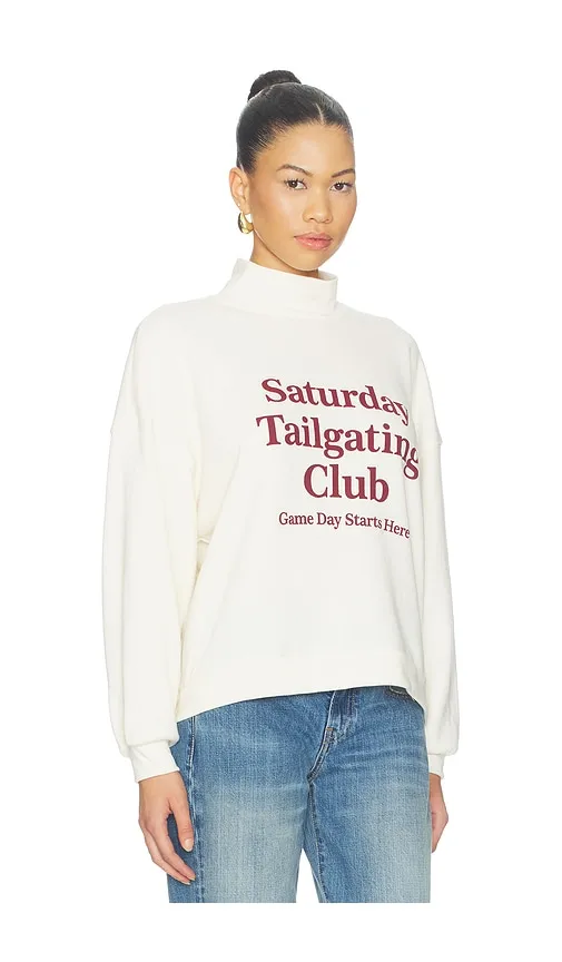 Saturday Tailgating Club Mockneck Sweater in White. - size M (also in S, XS) - Sunny Somewhere - Modalova