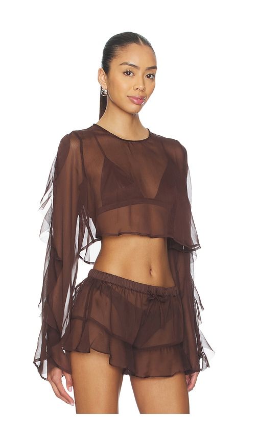 X REVOLVE Thoma Cropped Shirt in Brown. - size L (also in M, S, XS) - Shani Shemer - Modalova