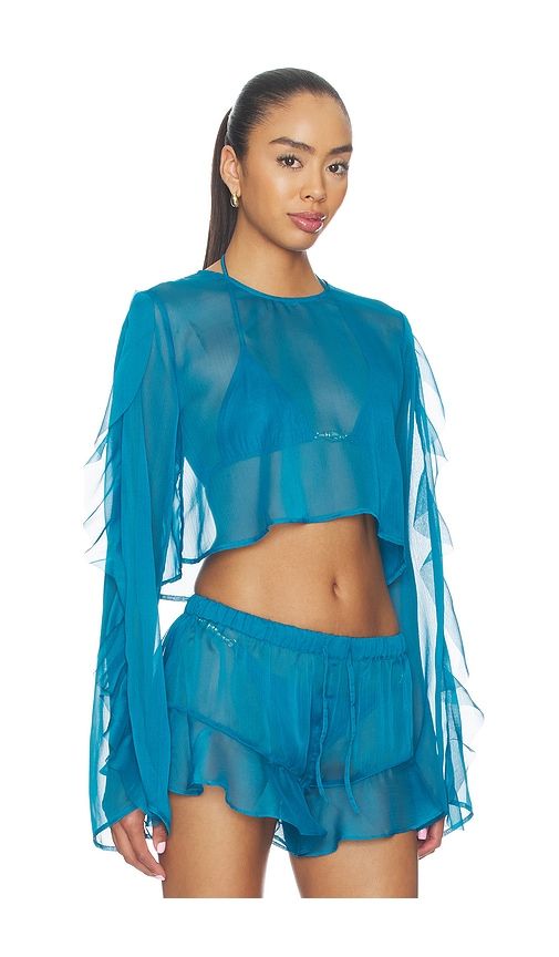 Thoma Cropped Shirt in Blue. - size L (also in M, S) - Shani Shemer - Modalova
