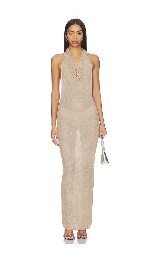Brylee Knit Drape Maxi Dress in Nude. - size L (also in M) - superdown - Modalova
