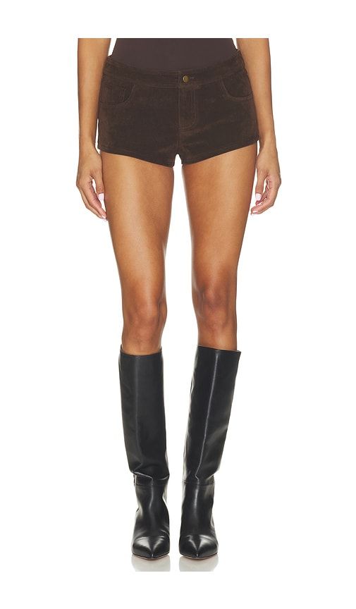 Frannie Faux Suede Short in Brown. - size L (also in M, S, XL) - superdown - Modalova