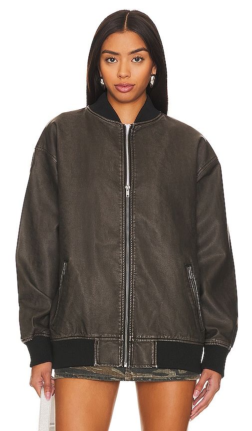 Ariel Faux Leather Bomber in . - size L (also in M, XL) - superdown - Modalova