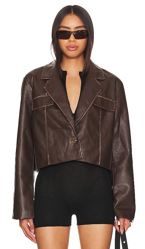 Blakely Faux Leather Jacket in . Size L. Also in M, S, XL, XS, XXS - superdown - Modalova