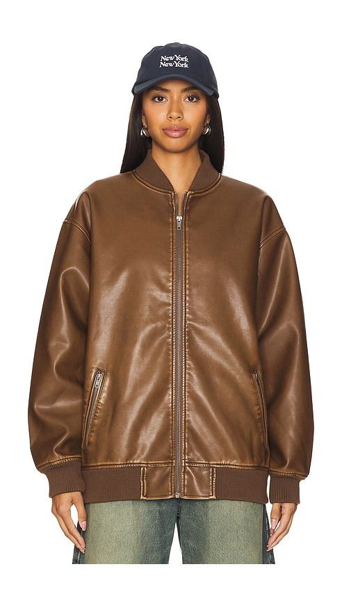 Ariel Faux Leather Bomber in . - size L (also in M) - superdown - Modalova