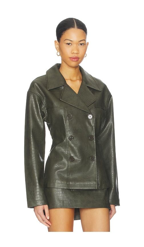 Caroline Faux Leather Jacket in Olive. - size S (also in XS) - superdown - Modalova