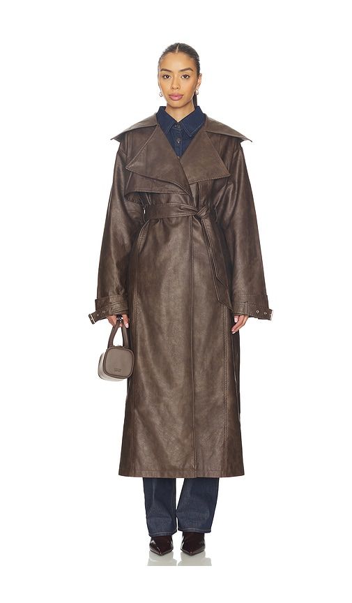 Astra Faux Leather Trench in . - size L (also in M, S) - superdown - Modalova