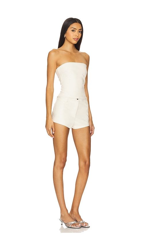 Kayla Faux Leather Short Set in Ivory. - size L (also in M, S, XL, XS) - superdown - Modalova
