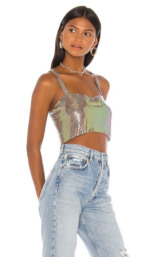 Shana Chain Crop Top in Metallic Silver. - size L (also in M, S) - superdown - Modalova