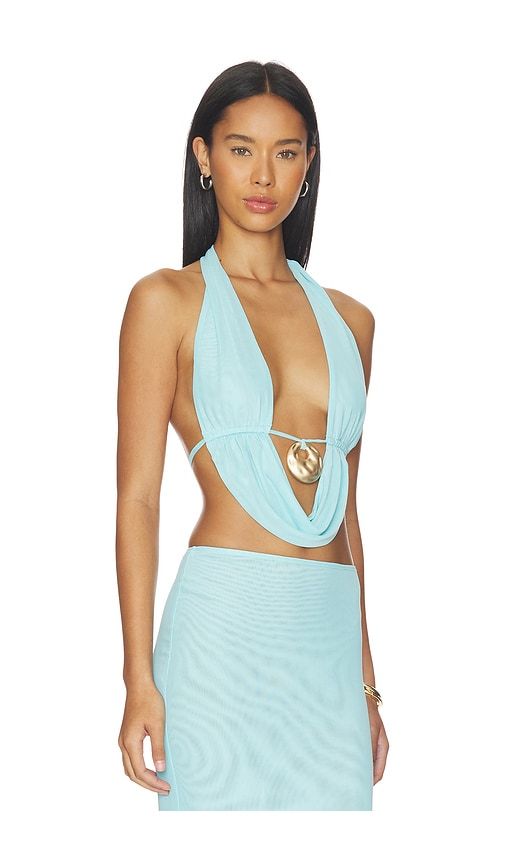 Saylor Halter Top in Baby Blue. - size L (also in M, S, XL, XS) - superdown - Modalova