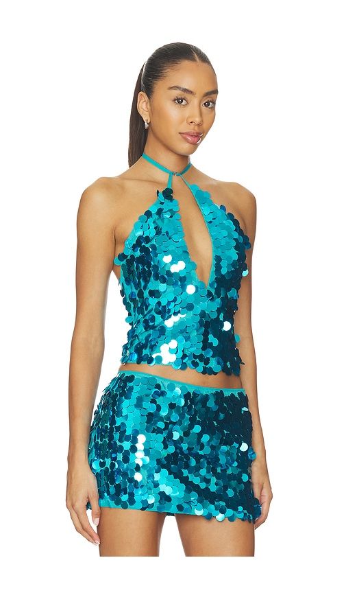 Celia Halter Top in Teal. - size L (also in M, S, XL, XS, XXS) - superdown - Modalova
