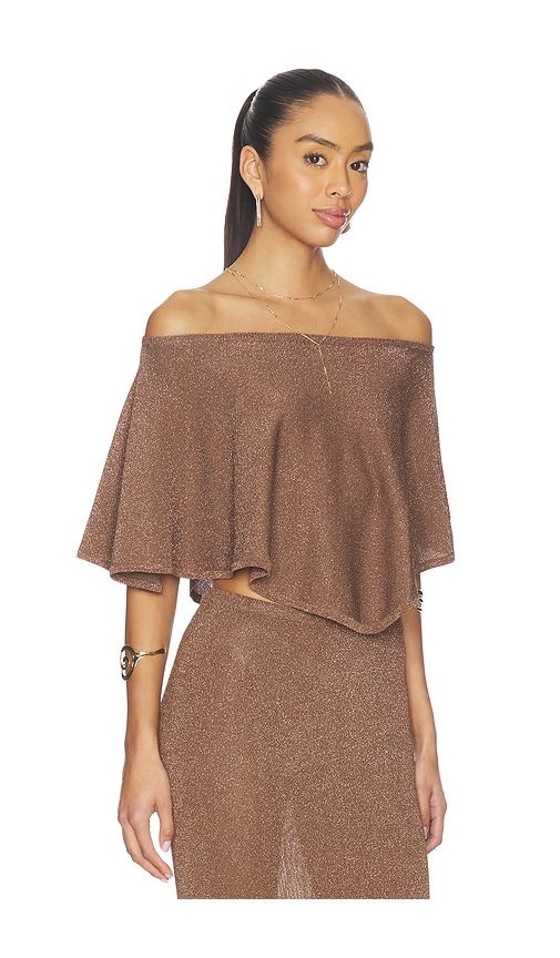 Shelly Off Shoulder Top in Brown. - size L (also in M, S, XS) - superdown - Modalova